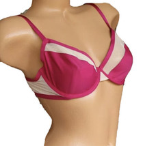 Victoria&#39;s Secret Luxe Lingerie Mesh Unlined Demi Bra Hot Pink / Nude 34C New - £16.35 GBP
