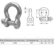 Pair 5/16" Screw Pin Anchor Shackle D Ring Galvanized Steel Drop Forged ... - $13.84