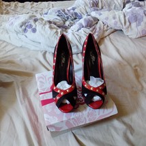 Wild Rose Faux Velvet Black Peep Toe Heels Size 9 - $9.99