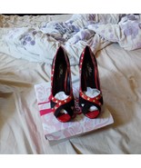 Wild Rose Faux Velvet Black Peep Toe Heels Size 9 - £7.94 GBP