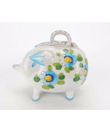 ITALY Art Pottery Ceramic Piggy Bank Floral Hand Painted Pig Figurine #1... - $60.24 CAD
