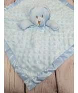 Pro Goleem blue teddy bear minky dot satin baby security blanket new - £15.54 GBP