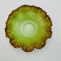 Victorian Bowl Ox Blood Red Rim Art Glass Pistachio Green Cased Glass Ru... - $121.50