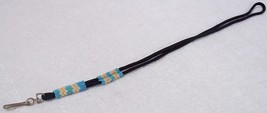 Native American Blue Beaded Lanyard Name Tag Holder Glass Beads Peyote S... - $39.99
