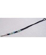 Native American Blue Beaded Lanyard Name Tag Holder Glass Beads Peyote S... - £31.31 GBP