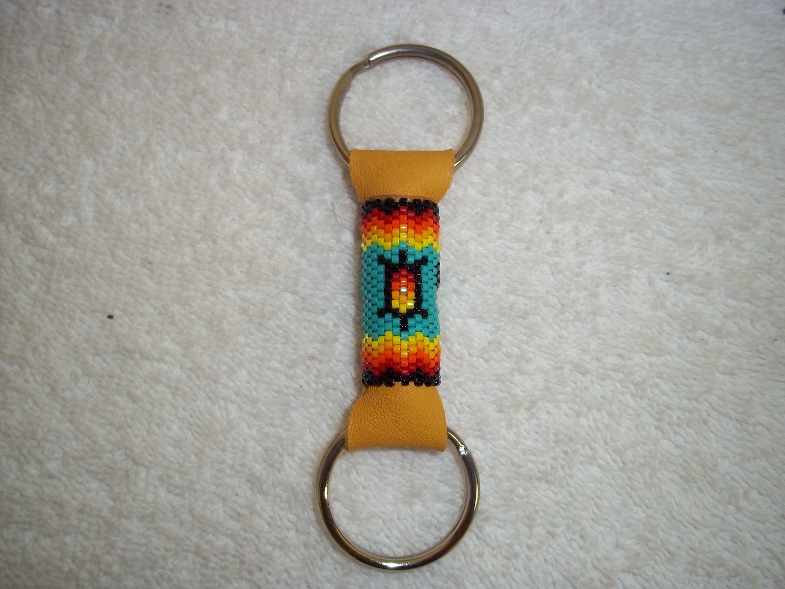 Native American Keychain Glass Beaded Turtle GodsEye Cherokee Turquoise ... - $29.99