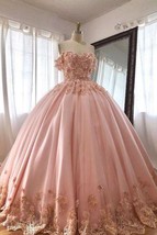 Quince Dresses Pink Ball Gowns Off the Shoulder Wedding Dress - £238.20 GBP