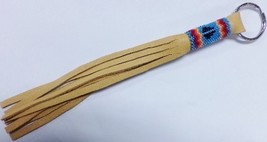 Native American Keychain Glass Beaded Deer Clan Buckskin Feather Cherokee Blue - £23.97 GBP