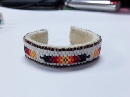New Born Baby Cuff Bracelet Native American Cherokee Delica Beads Feather Fire C - £23.97 GBP