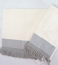 Croscill Gardner Slate Embellished Neutral Fringed 2-PC Hand Towels - £24.05 GBP