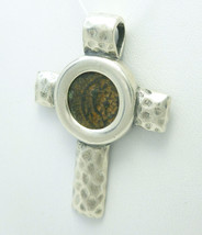 Sterling Silver Hammered Cross Pendant Widows Mite - $67.00
