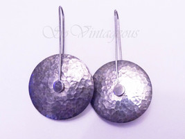 Retired Silpada Sterling Silver Modernist Hammered Disc Dangle Earrings, RARE!!! - £75.85 GBP