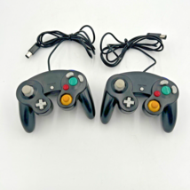 2 Genuine Oem Nintendo Game Cube Wired Controllers In Black Tested Working - £36.78 GBP