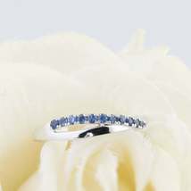 0.75Ct Round Cut Blue Sapphire Pretty Engagement Ring 14K White Gold Finish - £73.55 GBP