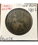 1907 Great Britain 1 Penny Coin - $56.26 MXN