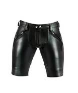 Men&#39;s Real Leather Gay Shorts Pockets Double Rear Zip Breeches BLUF Pride - $76.70
