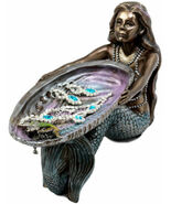 Ebros Gift Mermaid Holding Abalone Shell Platter Jewelry Dish Figurine 9&quot;L - $64.09 CAD