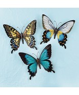 Set of 3 Colorful Butterfly Wall Art Hanging Metal Indoor Outdoor Home A... - £23.05 GBP