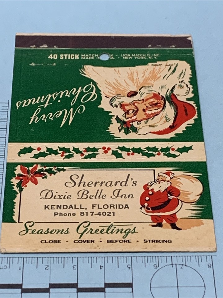 Front Strike Large Matchbook Sherrard’s Dixie Bell Inn  Kendell, Florida... - $13.37