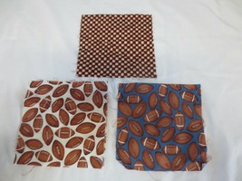 Vtg Cotton Fabric Squares 6 1/4&quot; Football  and checks Some sets individuals - £11.99 GBP