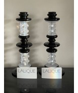 Lalique France Frosted Crystal and Black Delrin Thorns Candlestick Holde... - £3,114.34 GBP
