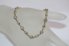 14K Yellow Gold Cubic Zirconia Round Oval Link Bracelet - $420.40