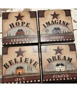 Set Of 4 8x8 Wooden Inspirational Pat Fischer Plaques Rustic Primitive C... - $26.67 CAD