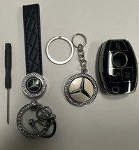 3Pcs Deluxe Car Key Fob Cover Holder TPU &amp; Keychains Mercedes Benz Like ... - £12.54 GBP