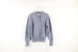 Vintage 90s LL Bean Womens Size Medium Blank British Wool Knit Henley Sweater - £46.68 GBP
