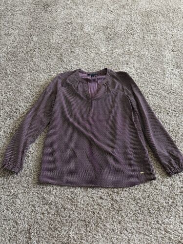 Tommy Hilfiger Top Womens Red Blue Shirt Blouse Sheer Career Office Size XS - $9.49