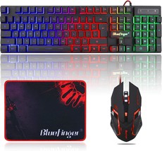 Bluefinger Rgb Gaming Keyboard And Backlit Mouse Combo, Usb Wired, Led Gaming - £31.65 GBP