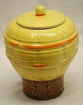 McCoy Hot Air Balloon Candy Cookie Jar &amp; Lid Yellow Orange Trim #353 Vin... - £27.23 GBP