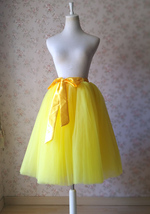 YELLOW Midi Tulle Skirt Outfit Women A-line Custom Plus Size Tulle Midi Skirt image 1