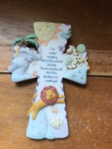 Roman Inc. 2003 Cute Resin Child’s CROSS w Smiling Sun Giraffe Lion Elephant Ani - £9.05 GBP