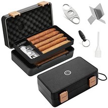 Travel Cigar Humidor Box Case Double layer design with Cigar Accessories - £33.73 GBP