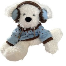 Hug Fun Winter Puppy Dog Blue Ear Muffs Polka Dot Hoodie Stuffed Animal Plush 13 - £14.86 GBP