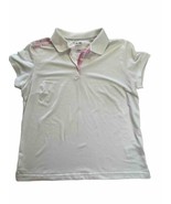 Addias Clima Cool Golf Polo Women’s Large White Pink Top Ladies Golfing ... - £9.38 GBP