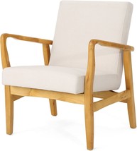 Ivory, Walnut, And Fabric Mid-Century Armchair By Christopher Knight Home Is - £139.06 GBP