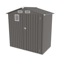 Compact Metal Outdoor Storage Shed, 6x3.5ft, Peaked Roof, Gray - $264.99