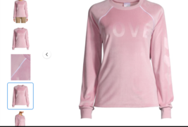 No Boundaries Pink Velour LOVE Sweatshirt  Size Large (11-13) - £11.66 GBP