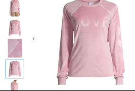 No Boundaries Pink Velour LOVE Sweatshirt  Size Large (11-13) - £11.15 GBP