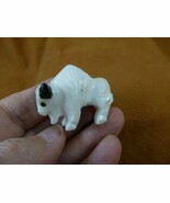 (Y-BUF-419) White Alabaster + onyx BUFFALO bison gemstone gem figurine s... - $23.07 CAD