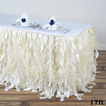17FT - Ivory - Table Skirt Table Covers Enchanting Curly Willow Taffeta - £97.72 GBP
