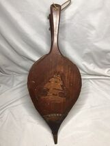 Vintage Wood Fireplace Bellow Hand Carved Boat Ship Design Brown - $30.00