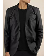 New Men Blazer Black Two-Button Handmade Lambskin Leather Fashion Stylis... - $2,457.01 MXN+