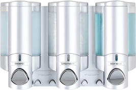 3 Chamber Wall Mount Soap And Shower Dispenser Satin Silver Chrome NEW - £74.26 GBP
