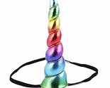 Rainbow Unicorn Multicolored Shiny Headband Hair Costume Accessory New - £3.09 GBP