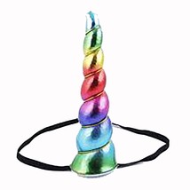 Rainbow Unicorn Multicolored Shiny Headband Hair Costume Accessory New - £3.15 GBP