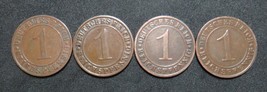 GERMANY 1 REICHSPFENNIG 4 COINS 1928 A - G  WEIMAR RARE LOT XF - £29.66 GBP