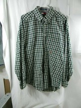 Men&#39;s Tommy Hilfiger Shirt Button Down Long Sleeve Green Plaid Large - £10.50 GBP
